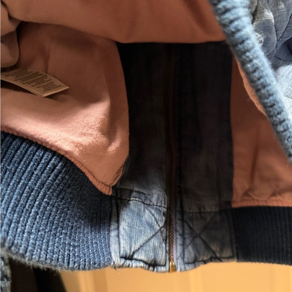 NWT Anthropologie Cloth & Stone Denim Blue Quilted Bomber Jacket - Picture 8 of 14